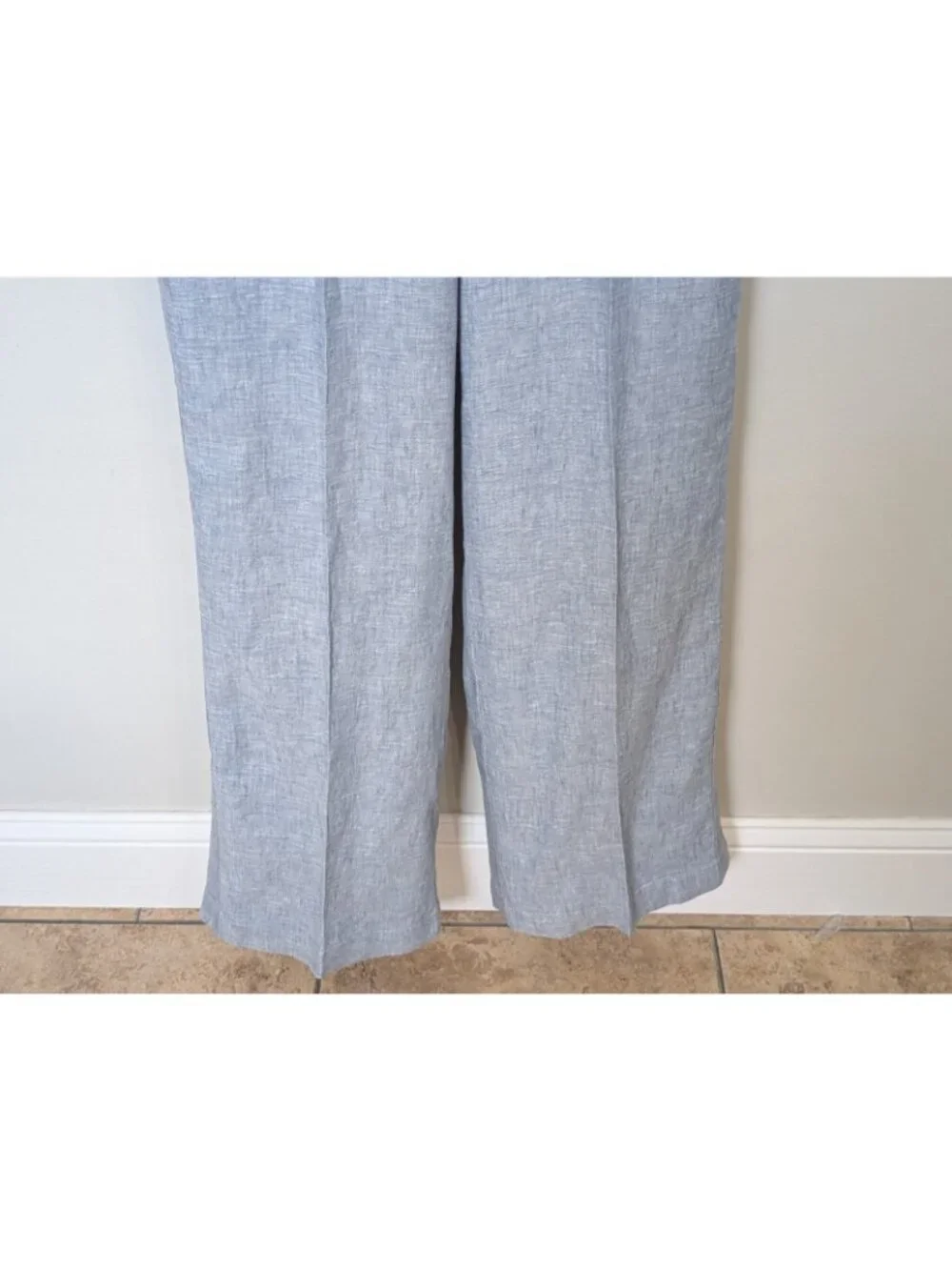 Athleta Pants Womens 6 Blue Cabo Linen Pleated Wide Leg Drawstring Casual Travel
